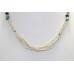 Tibetan Silver Necklace Beaded Turquoise Pearl Gem Stone Handmade C 331